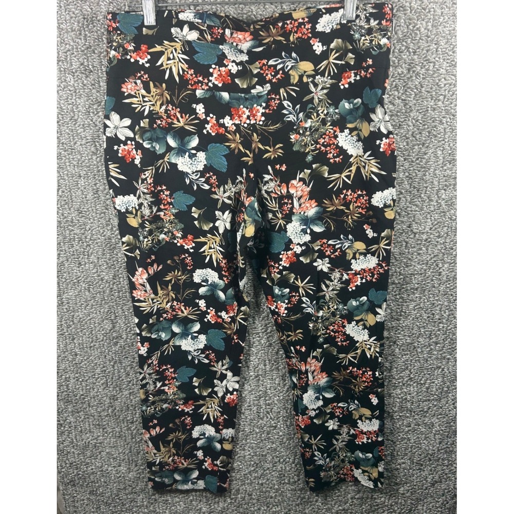 Jules &‎ Leopold Floral Tapered Ankle Pants Black Multi Side Zip Womens Large